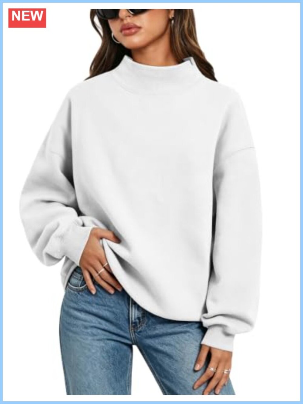 Oversized Color Block Turtleneck Fleece Pullover Sweatshirt